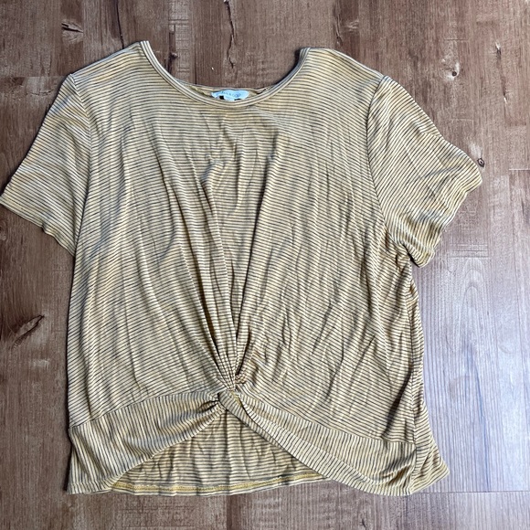 Cedar and Gold Yellow and Black Striped Crop Top - Picture 1 of 2